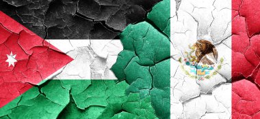 Jordan bayrak bir grunge Meksika bayrağı ile duvar kırık