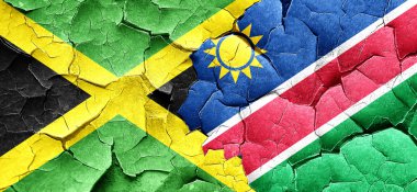 Jamaika bayrağını bir grunge Namibya bayrağı ile duvar kırık