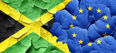 Jamaika bayrağını bir grunge Avrupa Birliği bayrağı ile duvar kırık