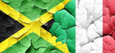 Jamaika bayrağını bir grunge İtalya bayrağı ile duvar kırık