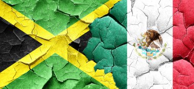Jamaika bayrağını bir grunge Meksika bayrağı ile duvar kırık
