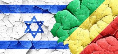 İsrail bayrağı bir grunge Kongo bayrağı ile duvar kırık