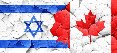 İsrail bayrağı bir grunge Kanada bayrağı ile duvar kırık