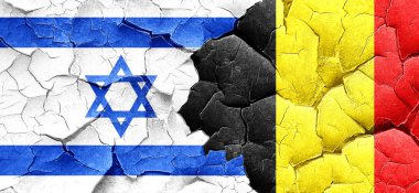 İsrail bayrağı bir grunge Belçika bayrağı ile duvar kırık