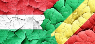 Macaristan bayrağı bir grunge Kongo bayrağı ile duvar kırık