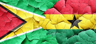 Guyana bayrak bir grunge Gana bayrağı ile duvar kırık