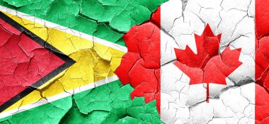 Guyana bayrak bir grunge Kanada bayrağı ile duvar kırık