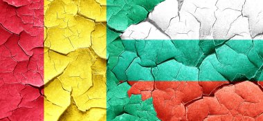 Gine bayrağı bir grunge Bulgaristan bayrağı ile duvar kırık