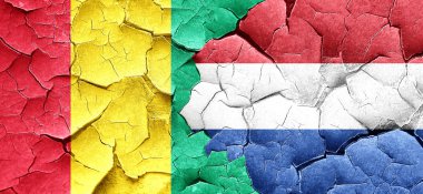 Gine bayrağı bir grunge Hollanda bayrağı ile duvar kırık