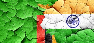 Zambiya bayrağı bir grunge Hindistan bayrağı ile duvar kırık