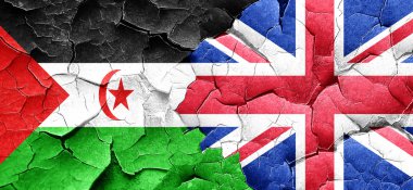 Batı Sahra bayrak bir grunge Büyük Britanya bayrağı ile kırık