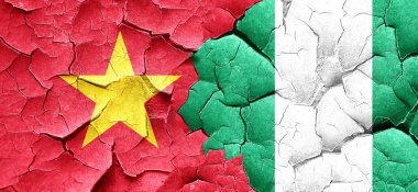 Vietnam bayrağı bir grunge Nijerya bayrağı ile duvar kırık