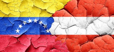 Venezuela bayrak bir grunge Avusturya bayrağı ile duvar kırık