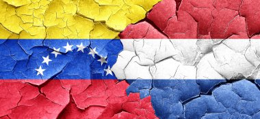 Venezuela bayrak bir grunge Hollanda bayrağı ile duvar kırık