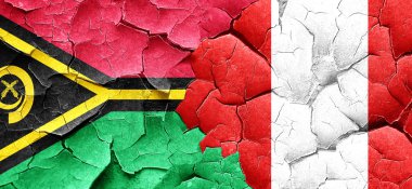 Vanatu bayrak bir grunge Peru bayrağı ile duvar kırık