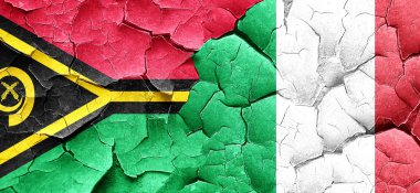 Vanatu bayrak bir grunge İtalya bayrağı ile duvar kırık