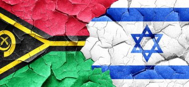 Vanatu bayrak bir grunge İsrail bayrağı ile duvar kırık