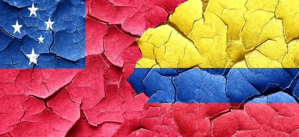Прапор Самоа з Колумбії прапор на за гранж тріщинами стіни — стокове фото