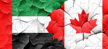 Birleşik Arap Emirlikleri bayrağı bir grunge Kanada bayrağı ile duvar kırık