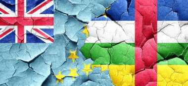 Orta Afrika Cumhuriyeti bayrağı bir grunge çatlamak ile Tuvalu bayrağı