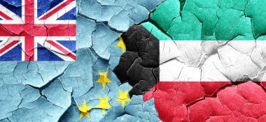 Tuvalu bayrağı bir grunge Kuveyt bayrağı ile duvar kırık