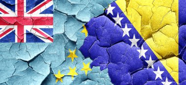 Kırık bir grunge Bosna-Hersek bayrağı ile Tuvalu bayrağı