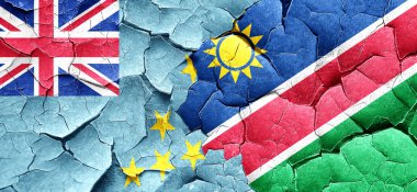Tuvalu bayrağı bir grunge Namibya bayrağı ile duvar kırık