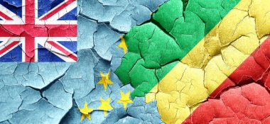 Tuvalu bayrağı bir grunge Kongo bayrağı ile duvar kırık