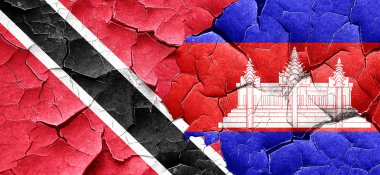 Trinidad ve tobago bayrağı ile kırık bir grunge Kamboçya bayrağı