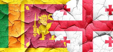 Sri lanka bayrağı bir grunge Georgia bayrağı ile duvar kırık