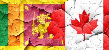 Sri lanka bayrağı bir grunge Kanada bayrağı ile duvar kırık