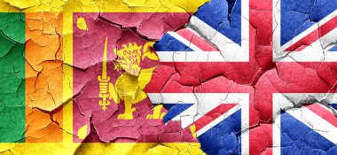 Sri lanka bayrağı bir grunge Büyük Britanya bayrağı ile duvar kırık