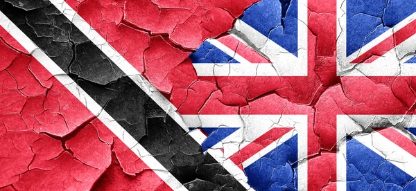 Trinidad and tobago flag with Great Britain flag on a grunge cra — Stock Photo, Image