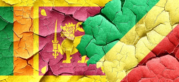 Bandera de Sri Lanka con bandera de congo en una pared agrietada grunge —  Fotos de Stock