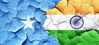 Somali bayrağı bir grunge Hindistan bayrağı ile duvar kırık