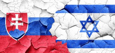 Slovakya bayrağı bir grunge İsrail bayrağı ile duvar kırık