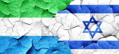 Sierra Leone bayrak bir grunge İsrail bayrağı ile duvar kırık