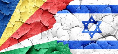 Seyşel Adaları bayrağı bir grunge İsrail bayrağı ile duvar kırık