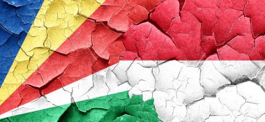 Seyşel Adaları bayrağı bir grunge Endonezya bayrağı ile duvar kırık