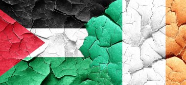 Filistin bayrağı bir grunge İrlanda bayrağı ile duvar kırık