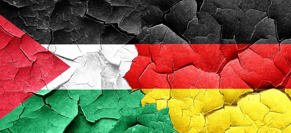 Палестина прапор з прапором Німеччини на за гранж тріщинами стіни — стокове фото