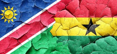 Namibya bayrak bir grunge Gana bayrağı ile duvar kırık