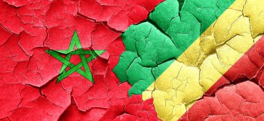 Fas bayrak bir grunge Kongo bayrağı ile duvar kırık