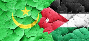 Bir grunge Jordan bayrağı ile Moritanya bayrak duvar kırık