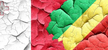 Malta bayrağı bir grunge Kongo bayrağı ile duvar kırık