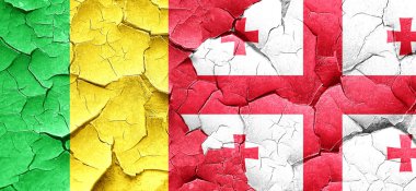 Mali bayrağı bir grunge Georgia bayrağı ile duvar kırık