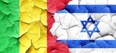 Mali bayrağı bir grunge İsrail bayrağı ile duvar kırık