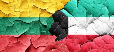 Litvanya bayrağı bir grunge Kuveyt bayrağı ile duvar kırık