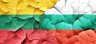 Litvanya bayrağı bir grunge Bulgaristan bayrağı ile duvar kırık
