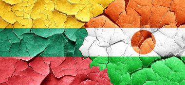 Litvanya bayrağı bir grunge Nijer bayrağı ile duvar kırık